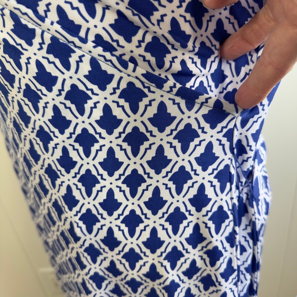 Jones New York Signature Dress Women's Small Geometric V-Neck Crossover Stretch - Picture 14 of 15